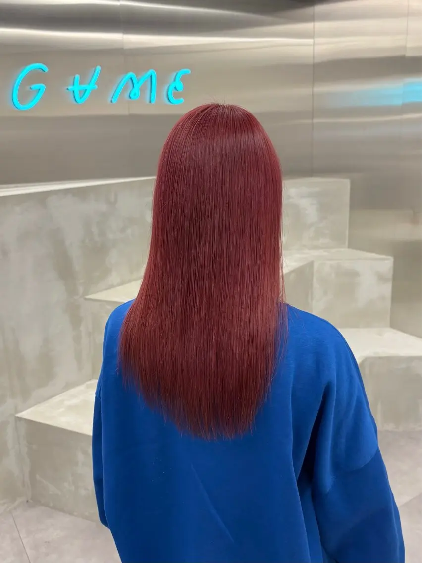 ロング カラー レッドカラー ヘアカラー 🎀ハイトーン🎀 ケアブリーチmikuのヘアスタイル