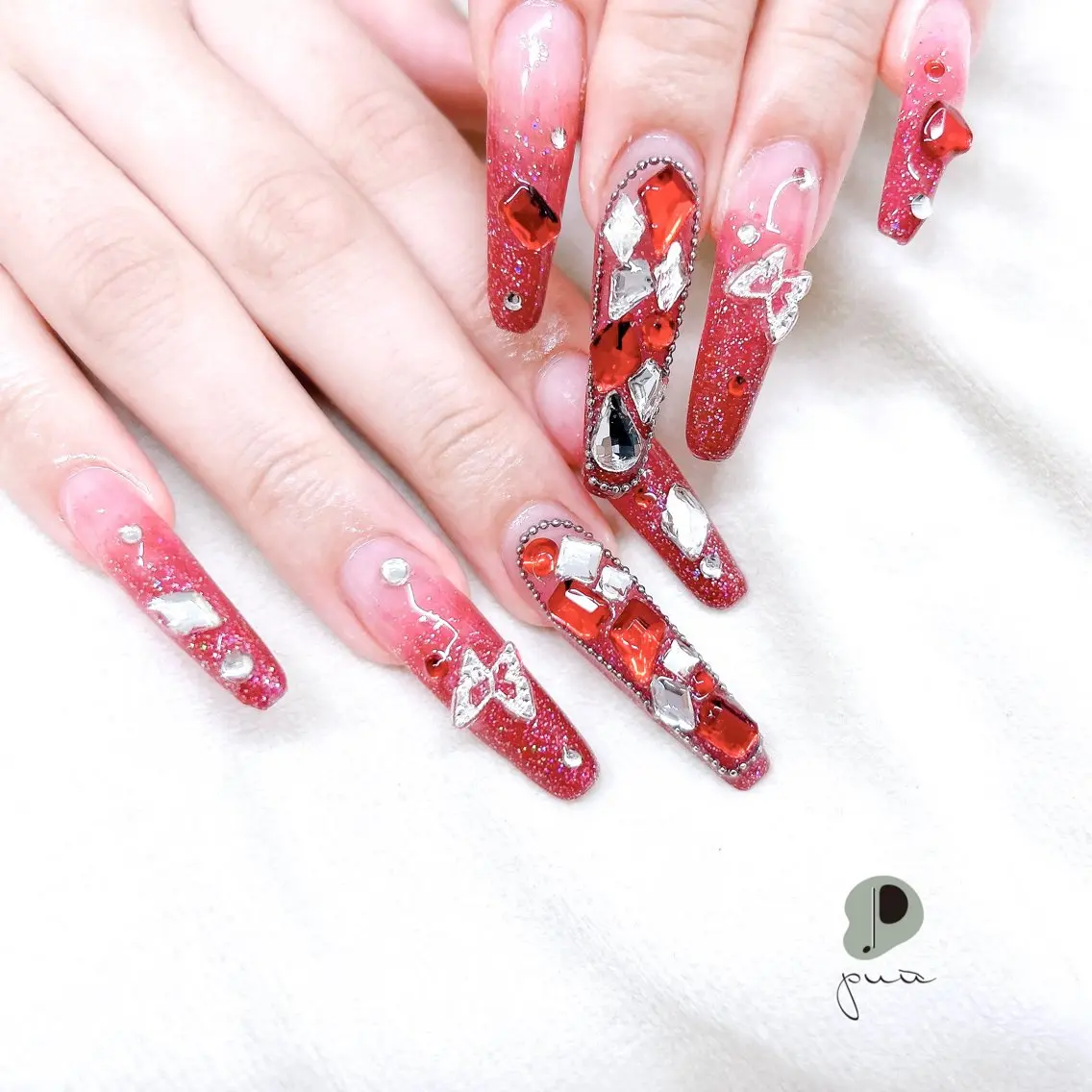 ネイル グラデーション ロングネイル スカルプネイル ハンドネイル Nail salon puu kyotoのネイルデザイン