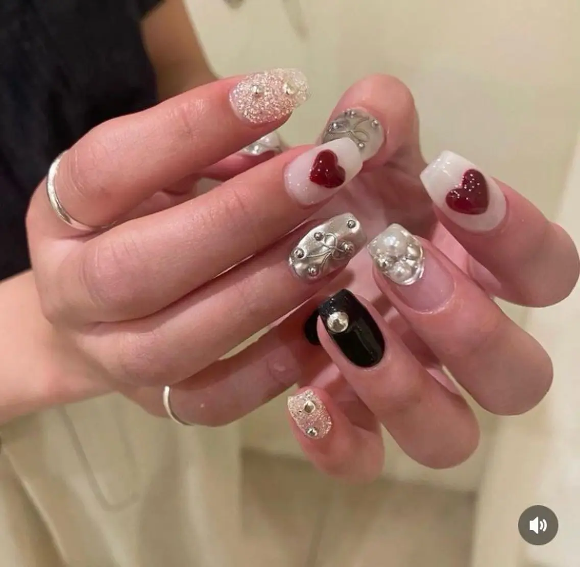 ネイル ハート 持ち込み バレンタイン LISA ANA.CHUOのネイルデザイン