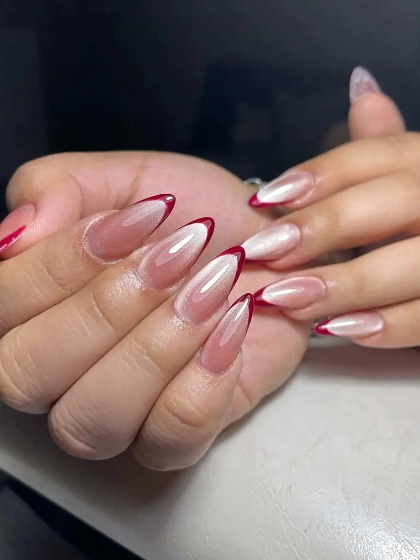 ネイル チークネイル 長さ出し フラッシュネイル フレンチネイル グラデーション ハンドネイル Lenie Nail Salonのネイルデザイン