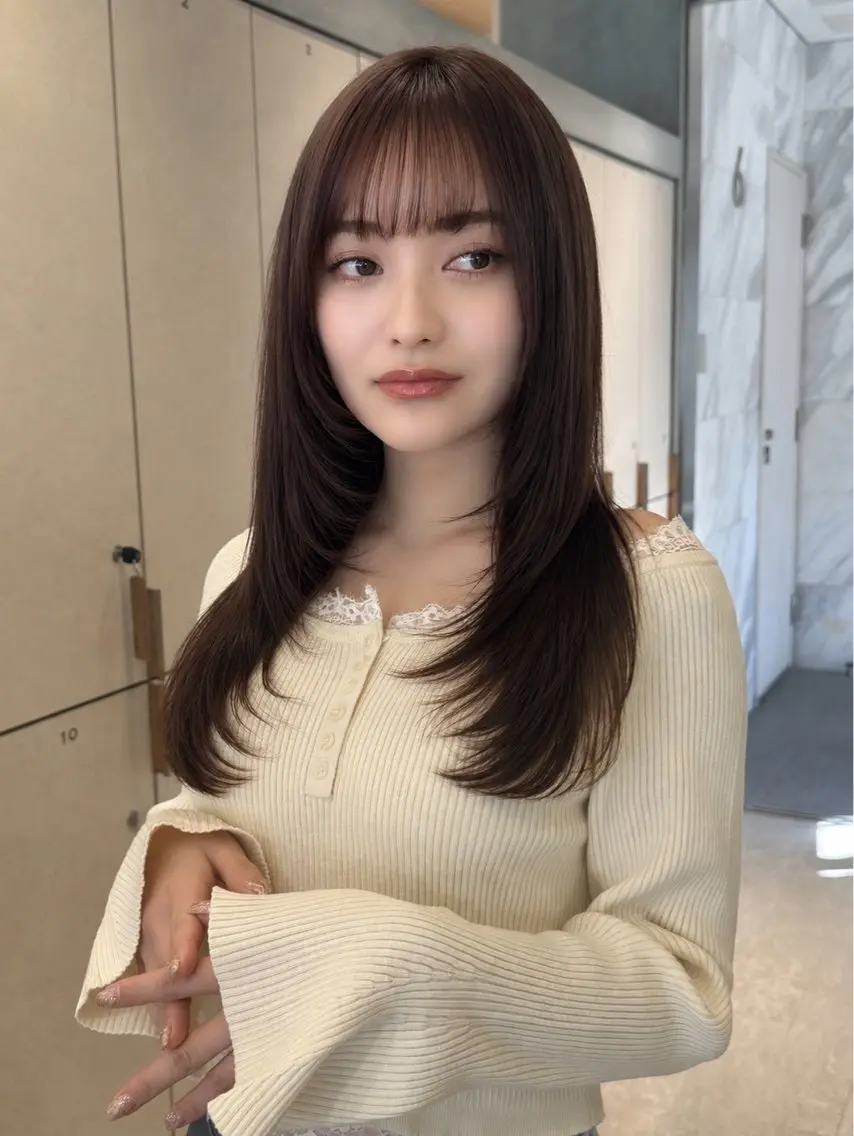 セミロング カット ヘアカラー 縮毛矯正 トリートメント 🦋韓国風レイヤー/ 艶髪矯正🦋凛太郎のヘアスタイル