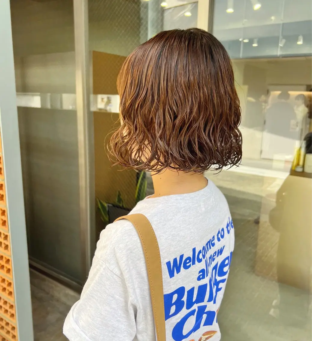 ショート パーマ カット パーマ トリートメント ボブパーマコテ巻き風 パーマNo1深江秀平のヘアスタイル