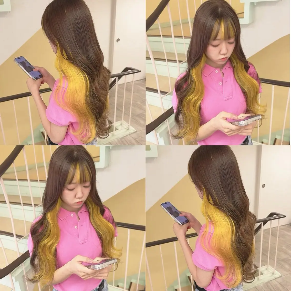 カラー インナーカラー イエローカラー ヘアカラー トリートメント 渋谷:インナーカラー /🍒エリカ🍒のヘアスタイル