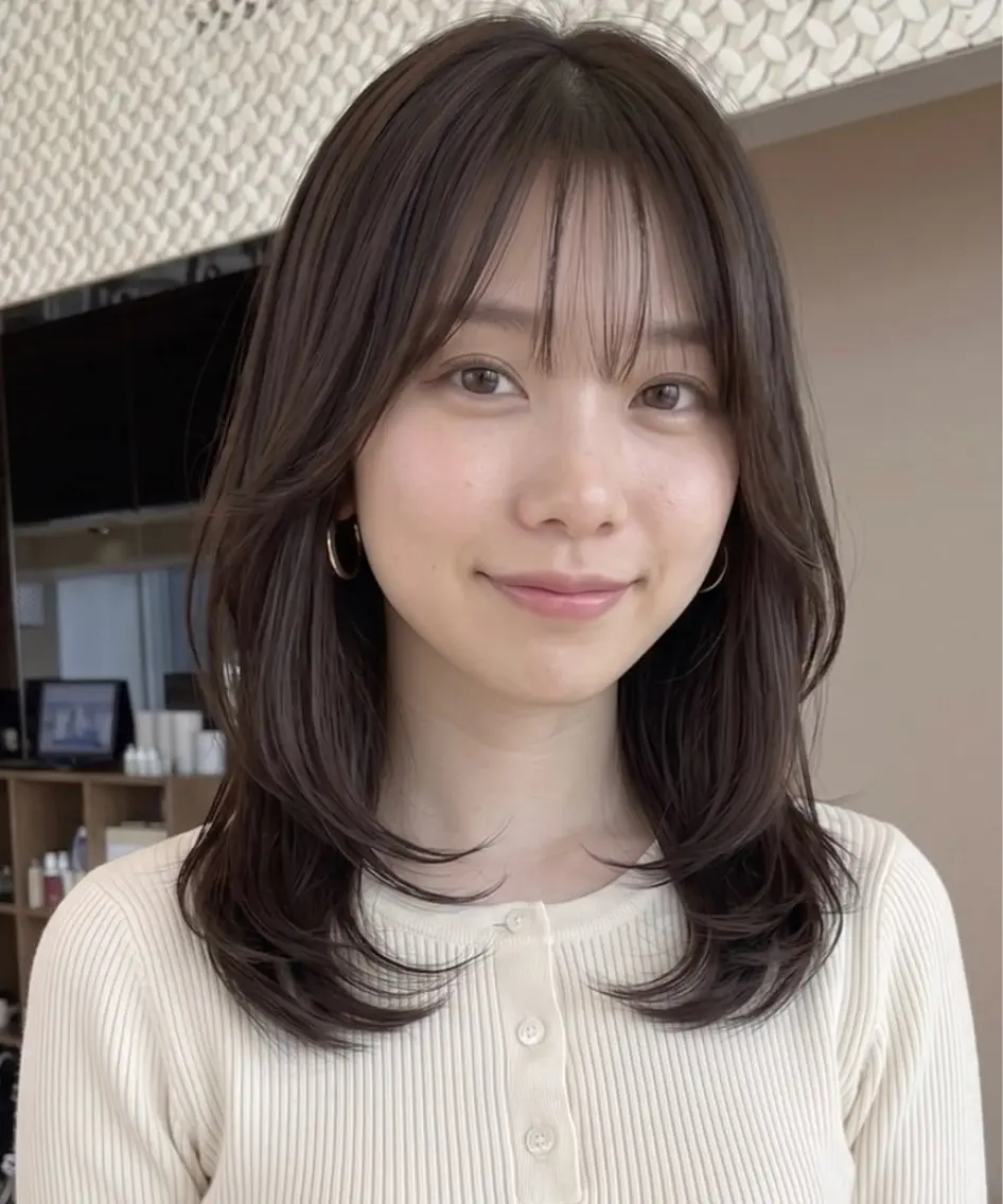 ミディアム カラー カット トリートメント 早野太陽 ミディアムカットのヘアスタイル