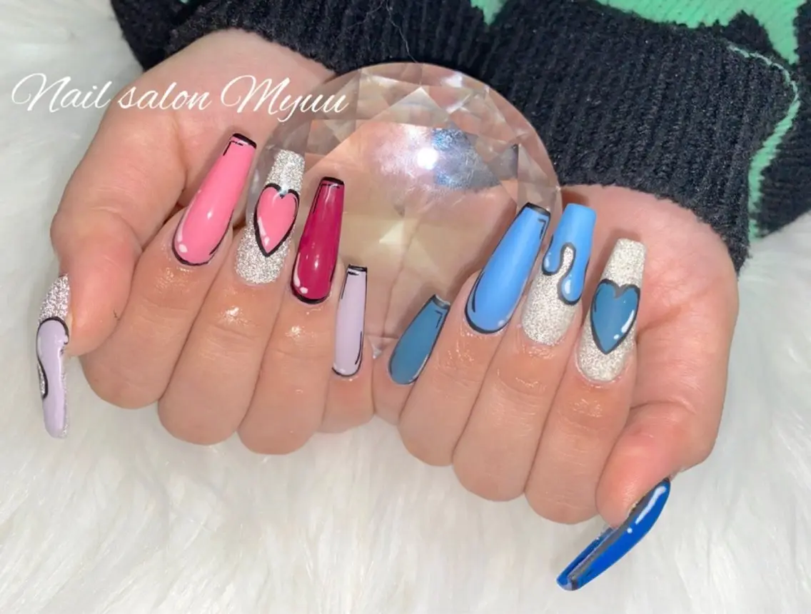 ネイル ロングネイル 持ち込み スカルプネイル ネイルチップ ハンドネイル Nailsalon Myuu笠原のネイルデザイン