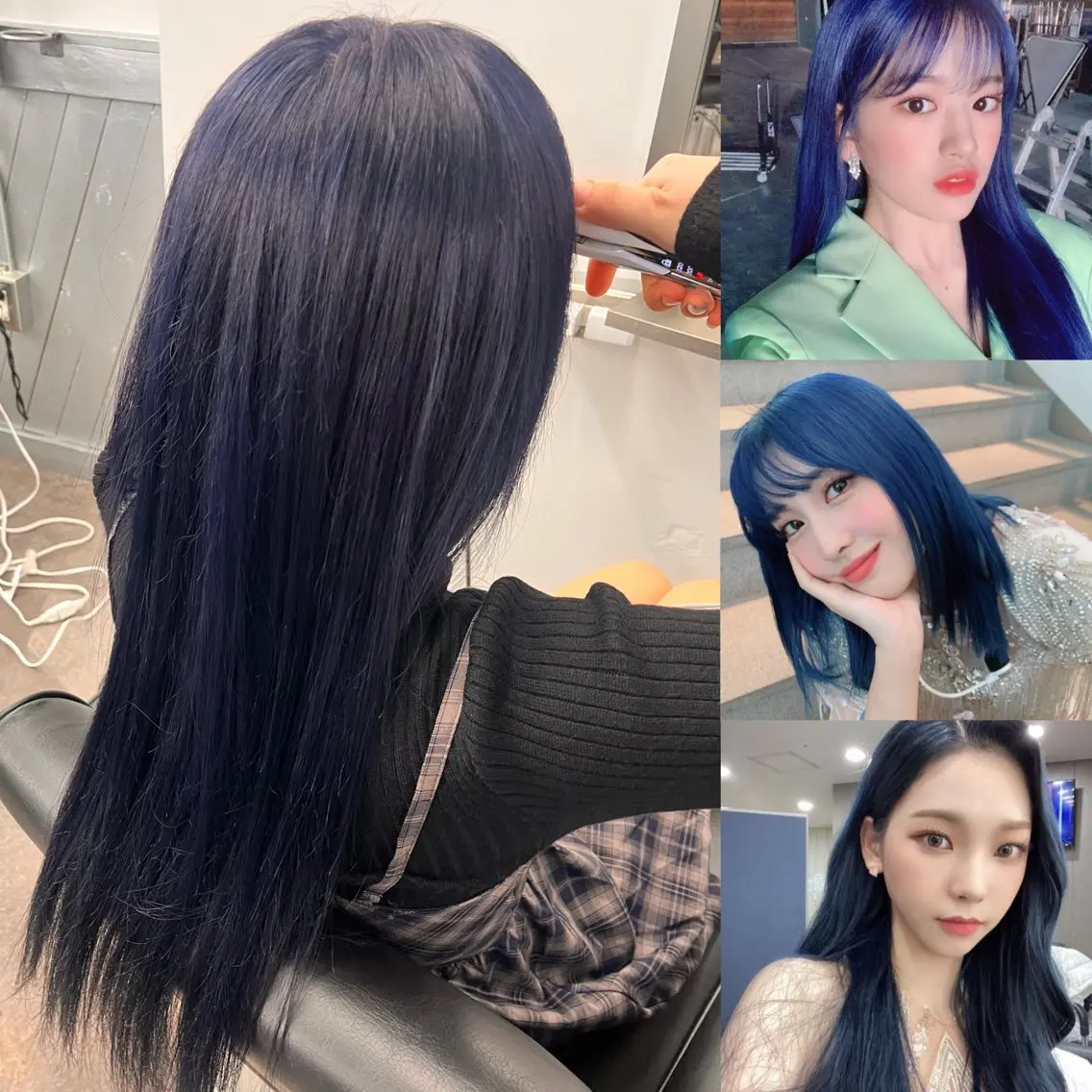ロング カラー ブリーチ ブルーカラー CORE もえかのヘアスタイル