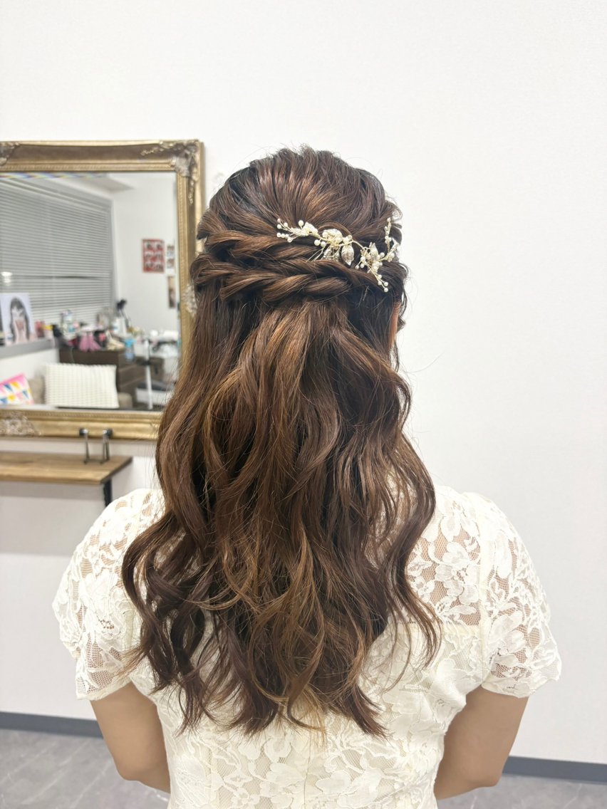 ヘアアレンジ ハーフアップ 結婚式・ブライダル ヘアセット ヘアサロン ミカヅキのヘアスタイル