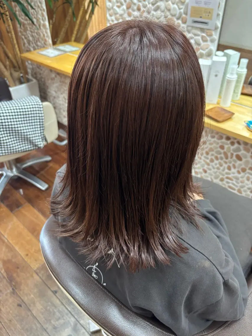 ミディアム カット ヘアカラー トリートメント よしかわ あいか/京都美容室のヘアスタイル