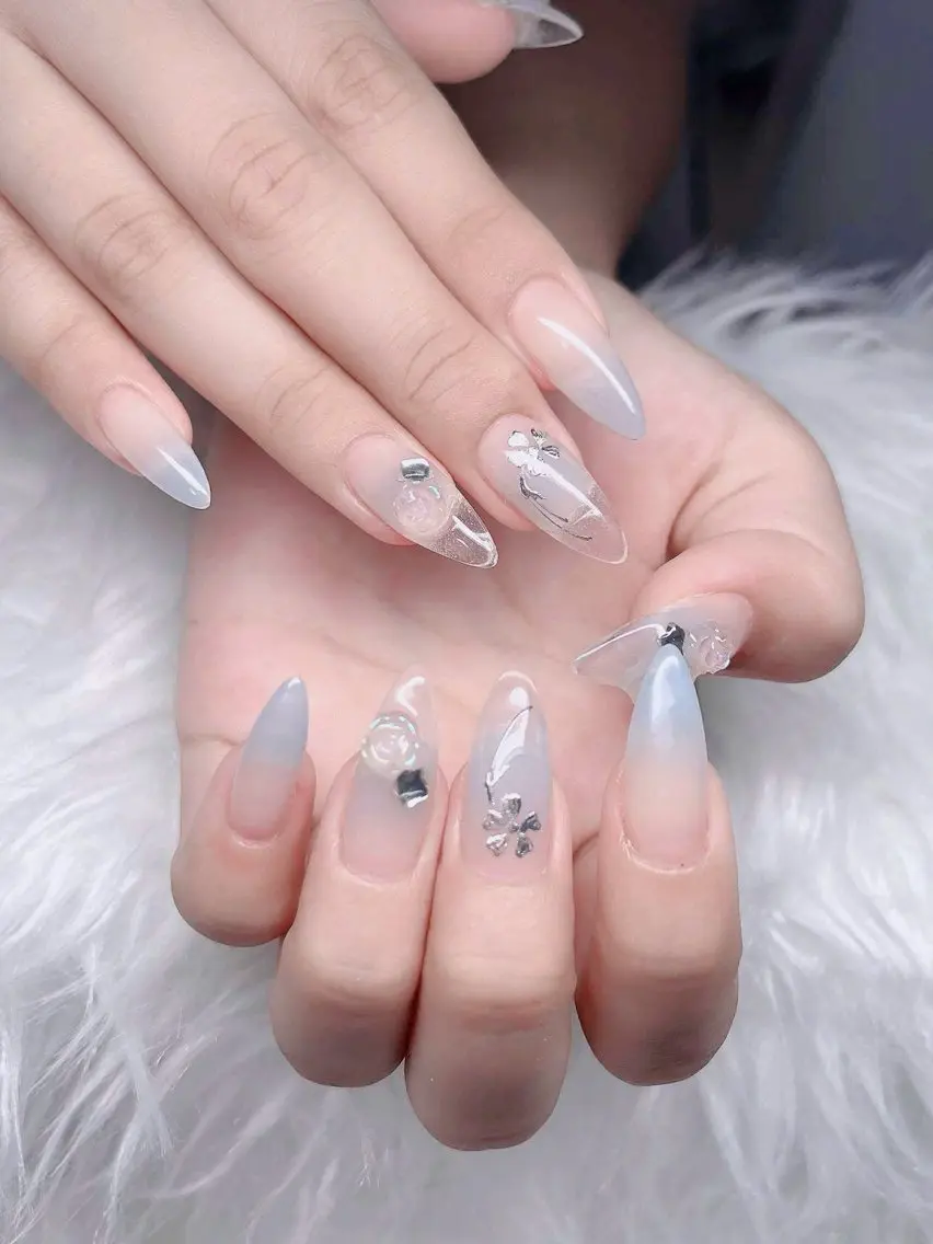 ネイル オーロラネイル フレンチネイル ジェルネイル ハロウィン 韓国ネイル ハンドネイル H.baby Nail Salonのネイルデザイン