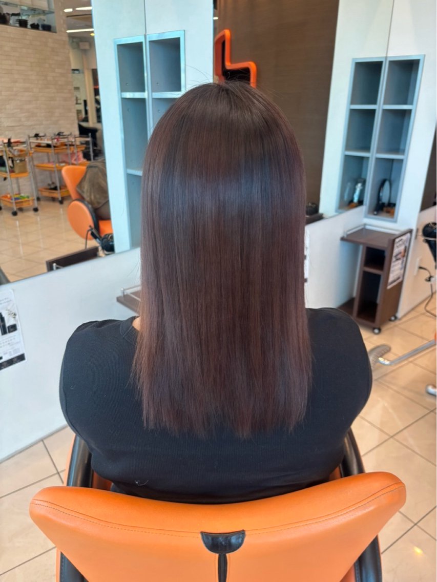 セミロング 縮毛矯正 縮毛矯正 米本 実桜のヘアスタイル