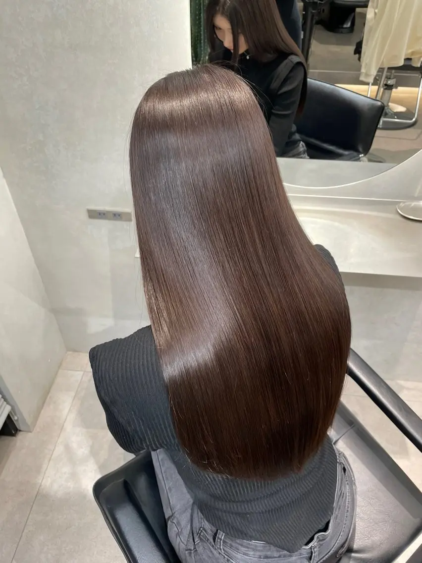 ロング ヘアカラー 縮毛矯正 透明感グレージュ カラー/coconoのヘアスタイル