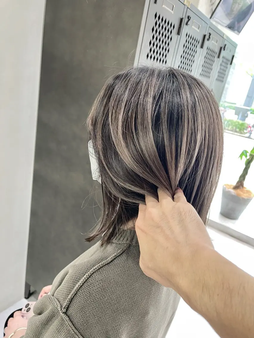 セミロング カラー ヘアアレンジ バレイヤージュ レイヤーカット ヘアカラー ヘアセット 縮毛矯正/美髪 髪質改善/石田幸輔のヘアスタイル