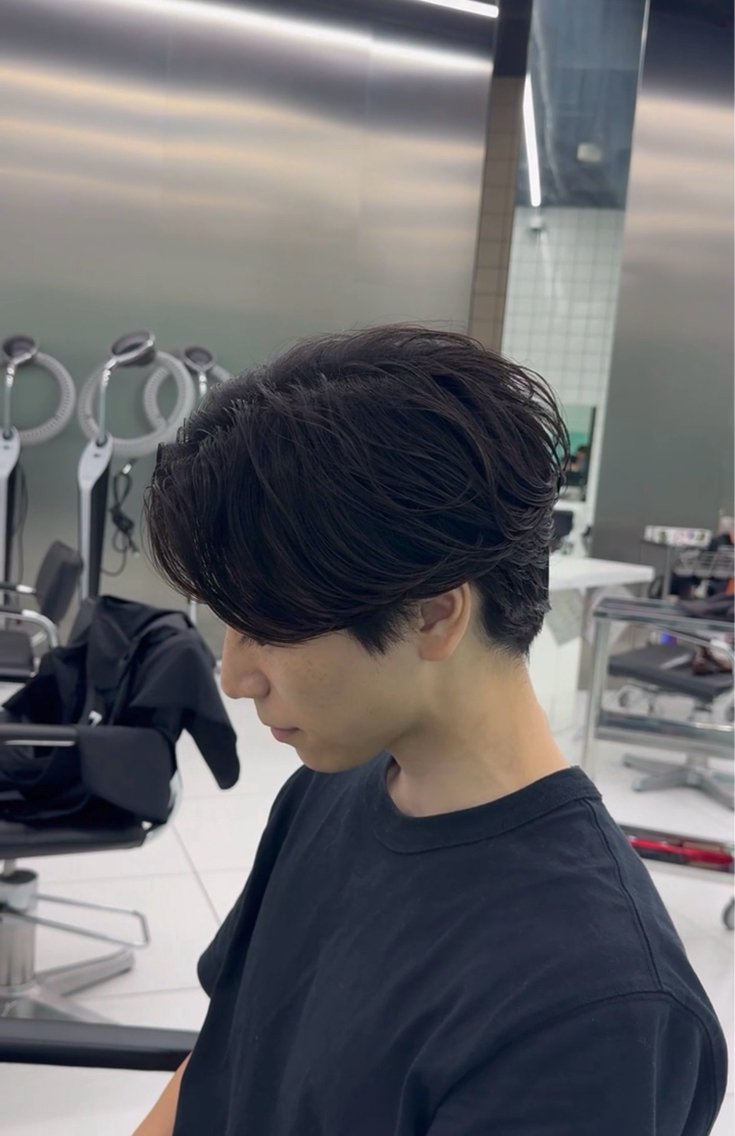パーマ メンズ センターパート マッシュ メンズパーマ ニュアンスパーマ パーマ メンズパーマ/ メッシュ/宗形建哉のヘアスタイル