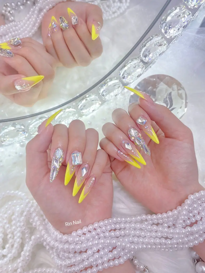 ネイル クリアネイル ドット フットネイル ジェルネイル グリーン ハンドネイル Rin Nail 新大久保店のネイルデザイン
