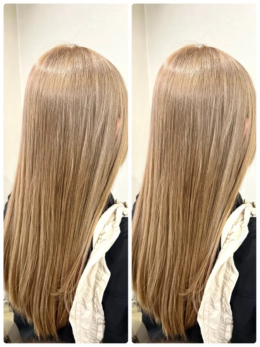 ロング カラー ベージュカラー ブリーチ 透明感カラー ミルクティーベージュ レイヤー/ボブ 特化✂️福岡のヘアスタイル