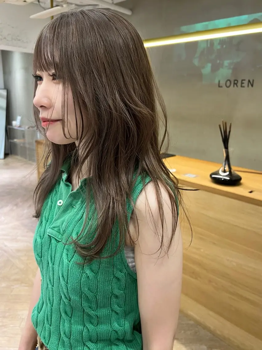 ロング 髪質改善 レイヤーカット 似合わせレイヤー ＆縮毛矯正のヘアスタイル
