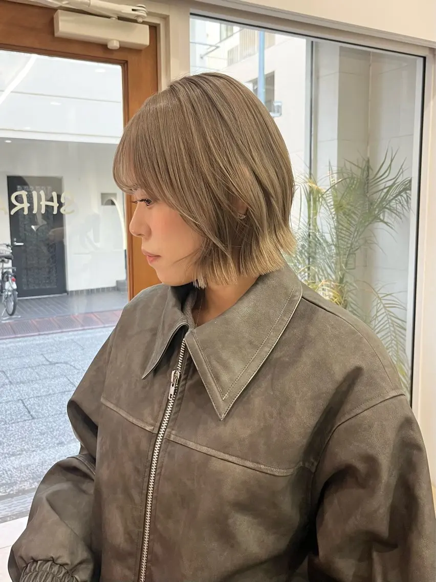 ミディアム カラー カット ヘアカラー トリートメント ベージュ⟡˖レイヤー ˖ ࣪⊹あずきのヘアスタイル
