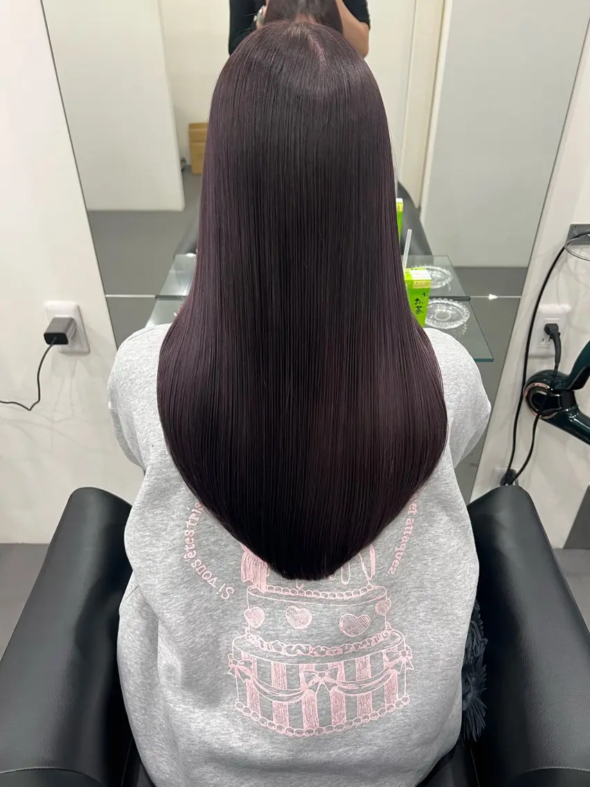ロング カラー ブリーチ ラベンダーカラー カット ヘアカラー トリートメント レイヤーカット/韓国 /縮毛矯正/amiのヘアスタイル