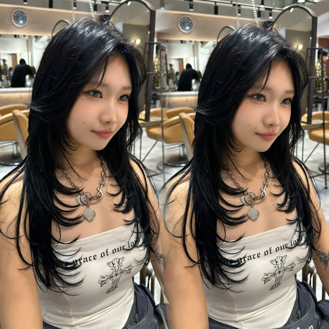 セミロング くびれヘア 顔周りカット 韓国風ヘア レイヤーカット 小顔カット カット ヘアカラー トリートメント ヘアセット 銀座副店長/レイヤー /髪質改善/田島のヘアスタイル