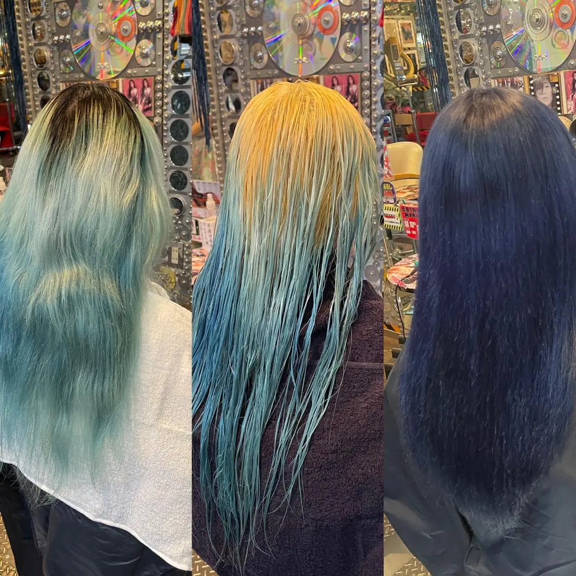 セミロング カラー ヘアアレンジ マツエク・マツパ 黒髪 ブリーチ ブルーカラー ブルーブラック ケアブリーチ 🌈派手髪エクステ ブレイズ🌈ひろとのヘアスタイル