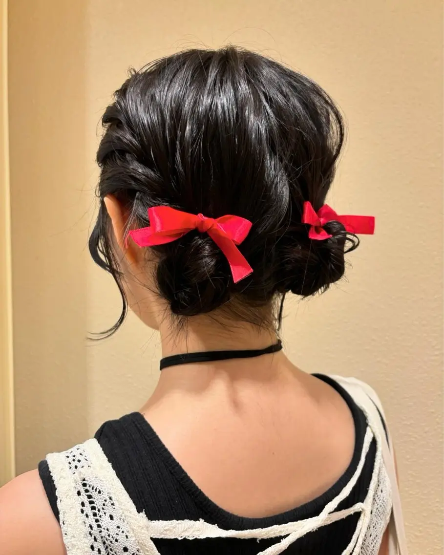 ヘアアレンジ お団子ヘア ヘアセット 艶カラー/アレンジ 💟すなおのヘアスタイル