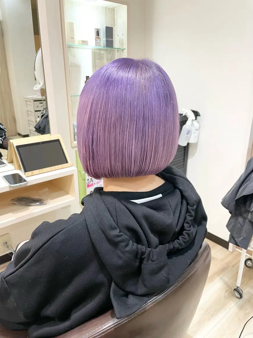 ショート カラー ブリーチ パープルカラー 🌈派手髪ハイトーン 🌈鈴木亮太🌈のヘアスタイル