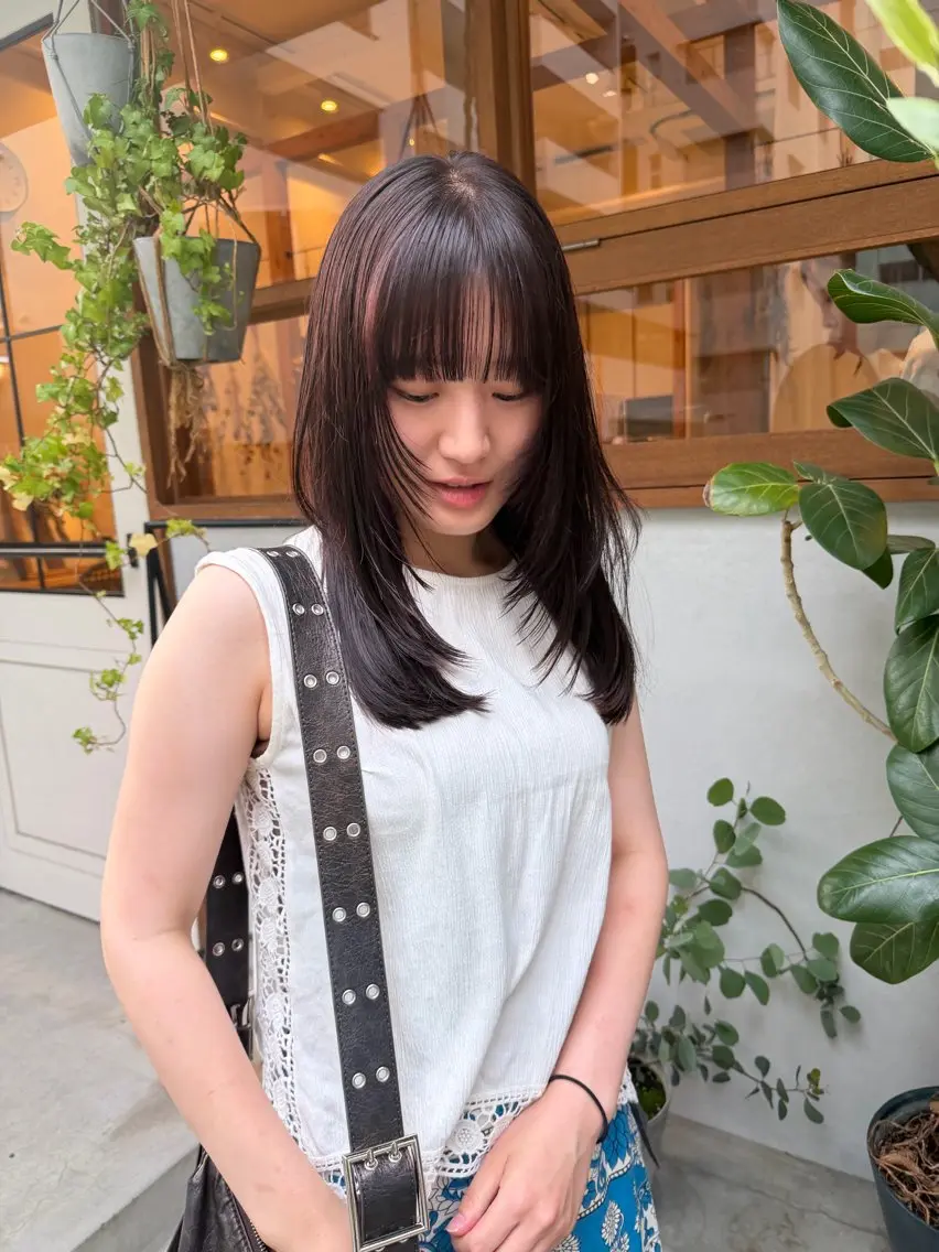 セミロング カラー ラベンダーカラー ピンクカラー ピンクラベンダー カット ヘアカラー トリートメント ENIF　大島 芽生のヘアスタイル