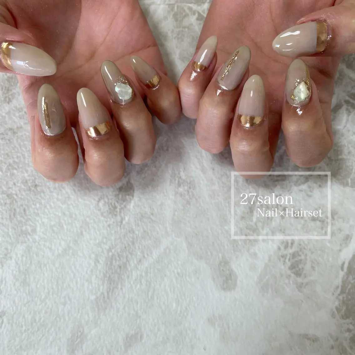 ネイル ミラーネイル シンプルネイル 27salon yuinaのネイルデザイン