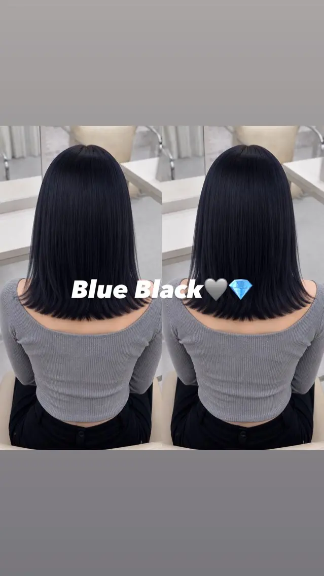 ミディアム カラー ベージュカラー 黒髪 ブリーチ ブルーカラー ブルーブラック ヘアカラー coco ウナのヘアスタイル