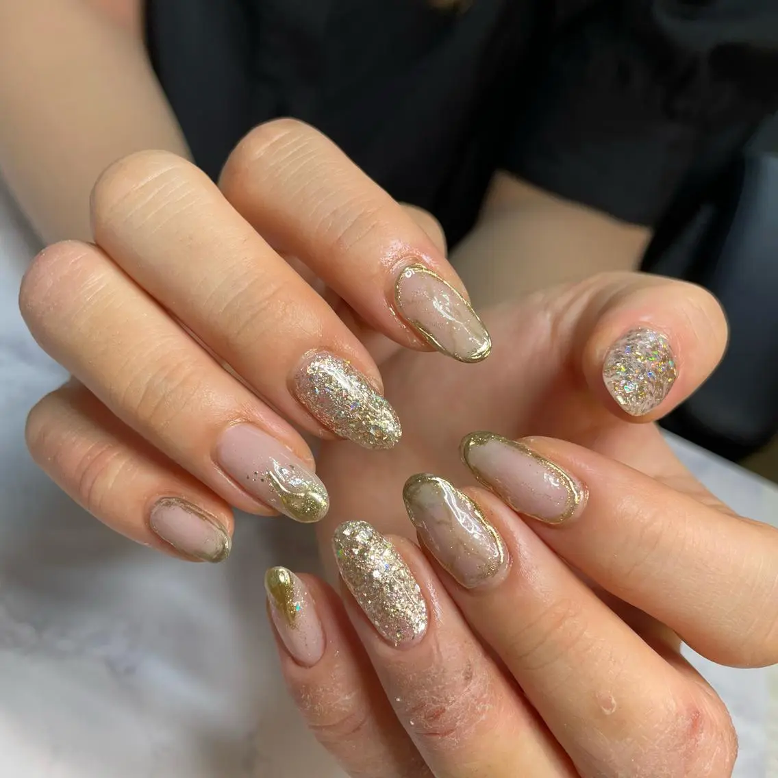 ネイル 大理石ネイル(マーブル) ミラーネイル 韓国/網紅/パーツ M-salonのネイルデザイン