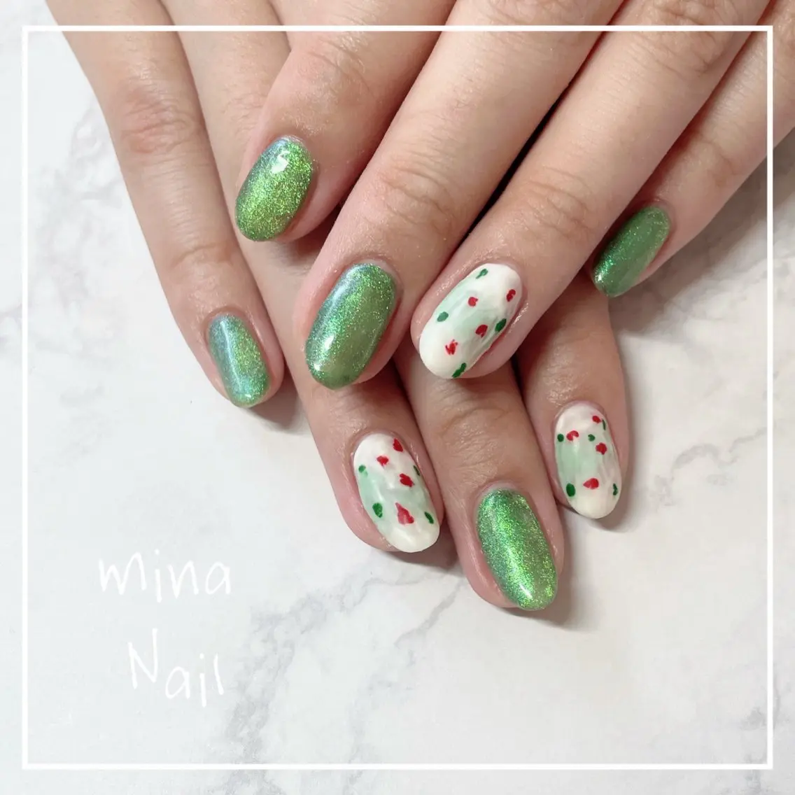 ネイル アートネイル 氷ネイル・うるうるネイル マグネットネイル mina Nailのネイルデザイン