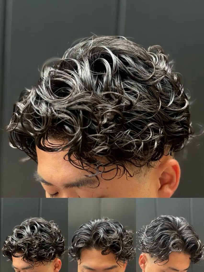 パーマ メンズ メンズブリーチ フェードカット フェザーパーマ メンズハイライト メンズパーマ カット パーマ 杉本 翔希のヘアスタイル