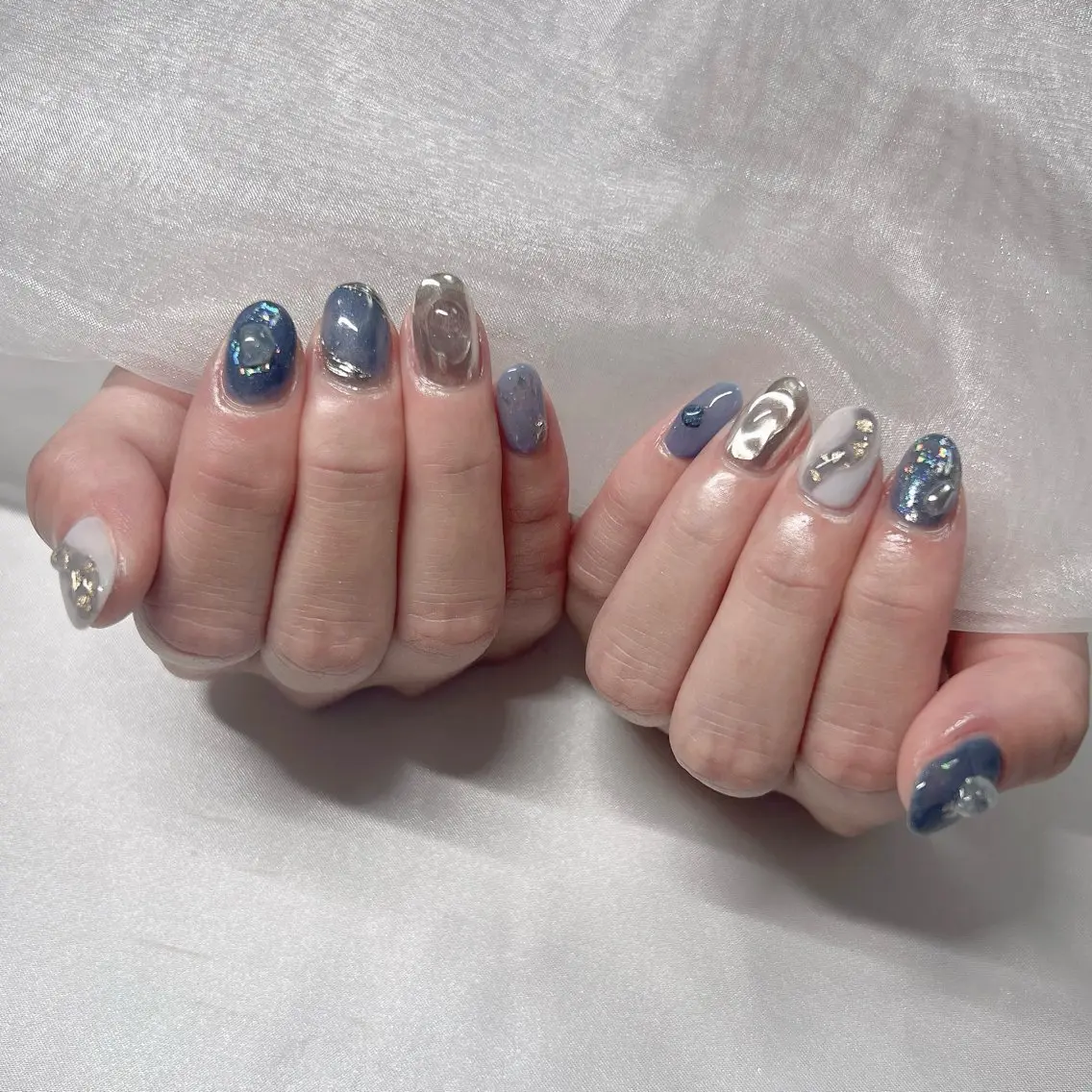 ネイル ジェルネイル 韓国ネイル ラメ(グリッター) マグネットネイル ミラーネイル ハンドネイル nail salon Rewardのネイルデザイン