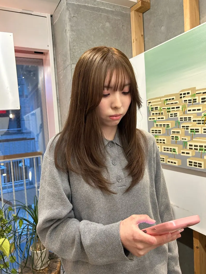 セミロング カラー レイヤーカット カット ヘアカラー トリートメント ラフで可愛いヘア 🐈⬛Rukaのヘアスタイル