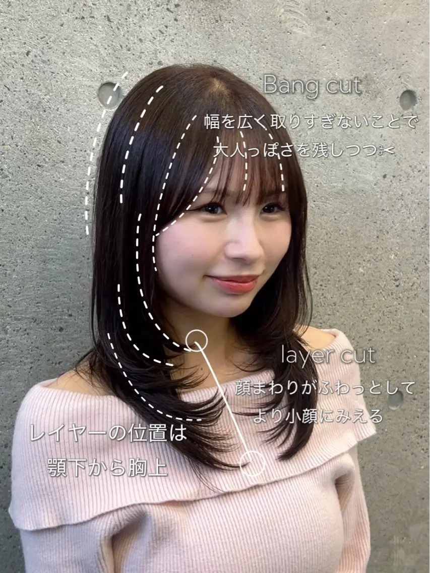 セミロング カラー カット レイヤーカット/ 透明感カラー/真菜のヘアスタイル