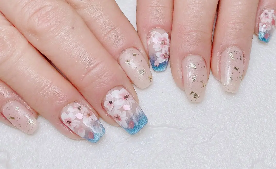 ネイル 桜ネイル 長さ出し グラデーション ホログラムネイル マグネットネイル ハンドネイル Nail Salon K 🧸美爪育成のネイルデザイン