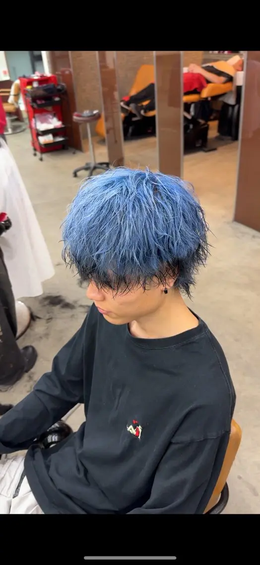 ショート カラー メンズ ブルーカラー カット ヘアカラー メンズカラー指名率 1位🌈koikeのヘアスタイル