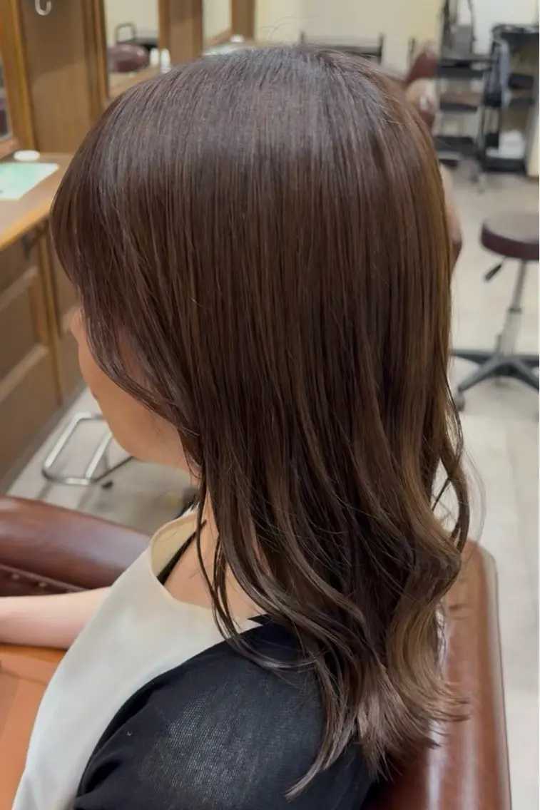 セミロング カット ヘアカラー トリートメント 顔周り特化〜RIHO /CLUTCH博多のヘアスタイル