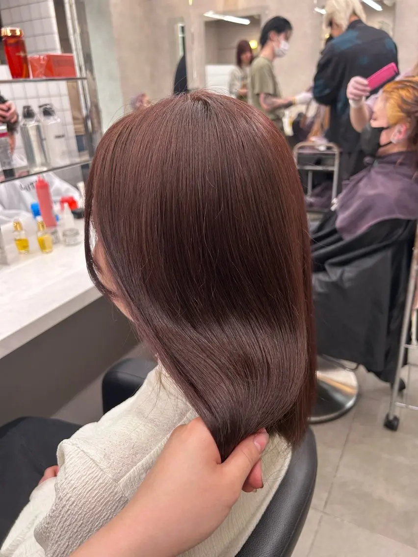ミディアム カラー パーマ ヘアアレンジ メンズ キッズ ブリーチなしカラー/ ブラウン/レイヤーのヘアスタイル