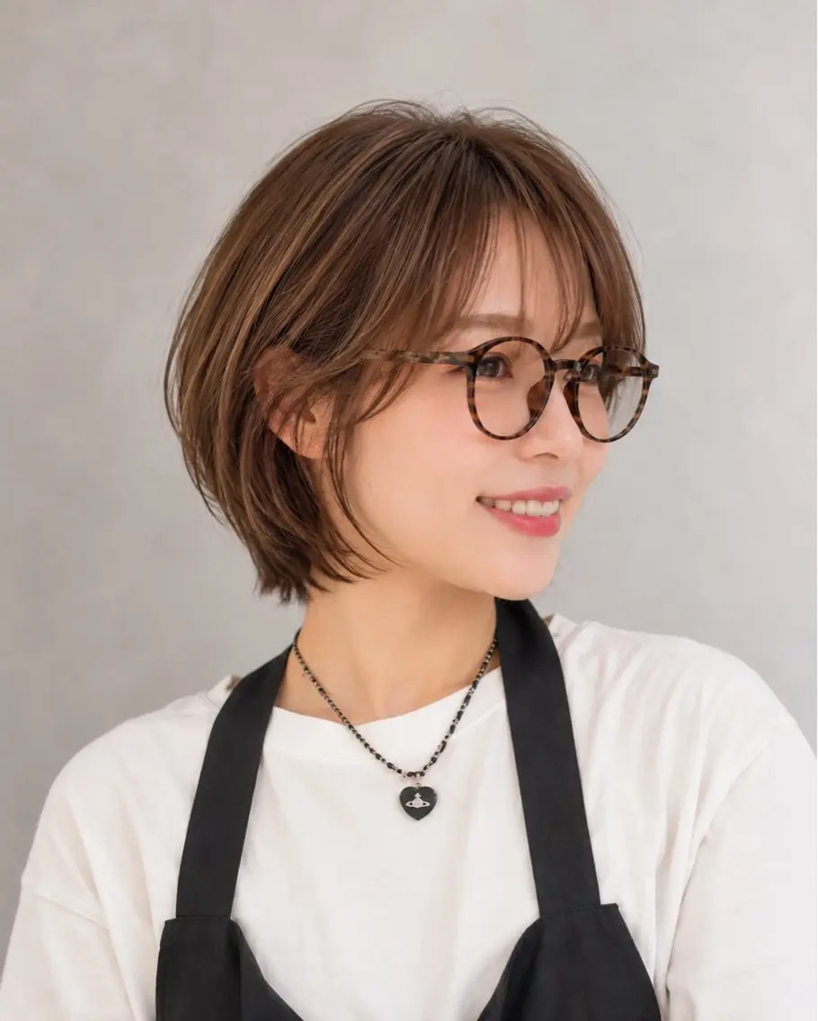 ショート カラー ボブ 髪質改善 ショートヘア カット ヘアカラー トリートメント ヘッドスパ 久木原 ゆりのヘアスタイル