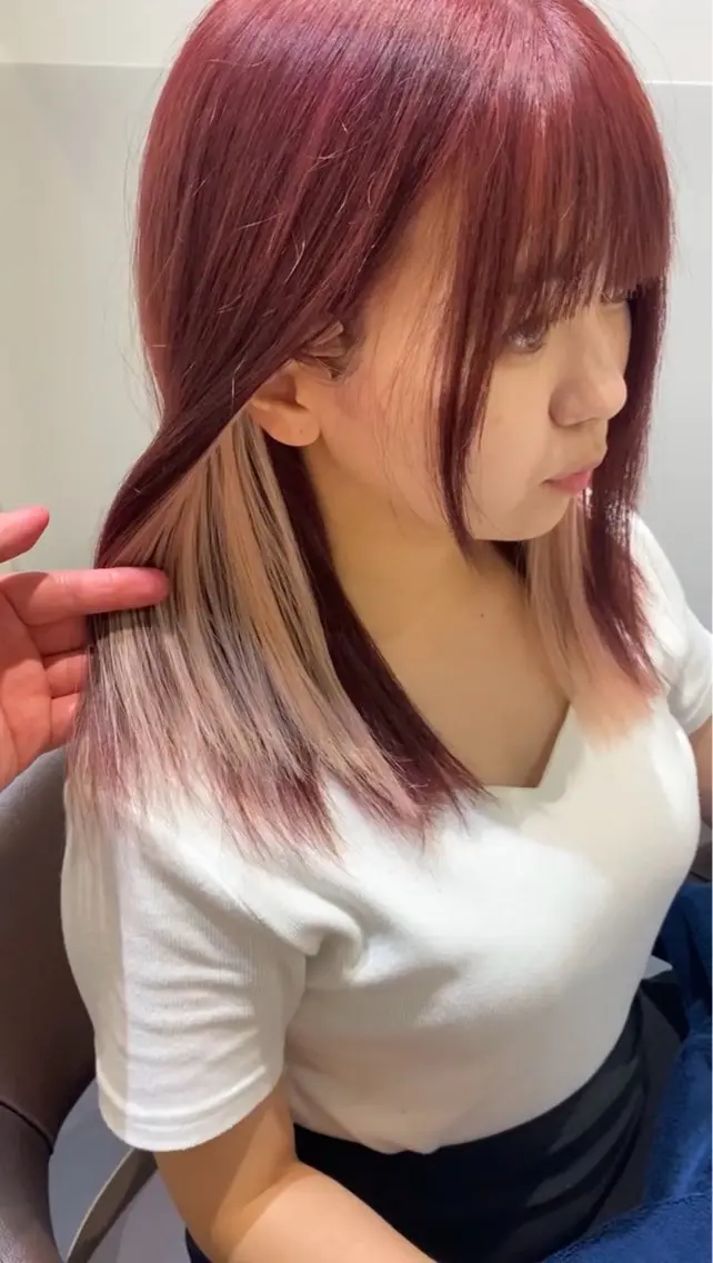 ミディアム カラー ヘアアレンジ ヘアカラー トリートメント 🫧新宿 髪質改善 /サスケ🫧のヘアスタイル