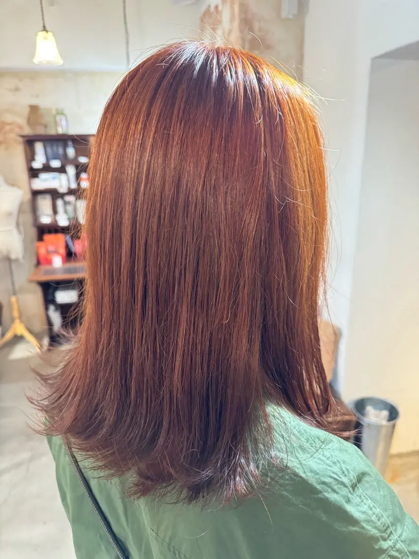 カラー ブラウンカラー オレンジ オレンジブラウン ヘアカラー トリートメント 菰田 愛輝のヘアスタイル