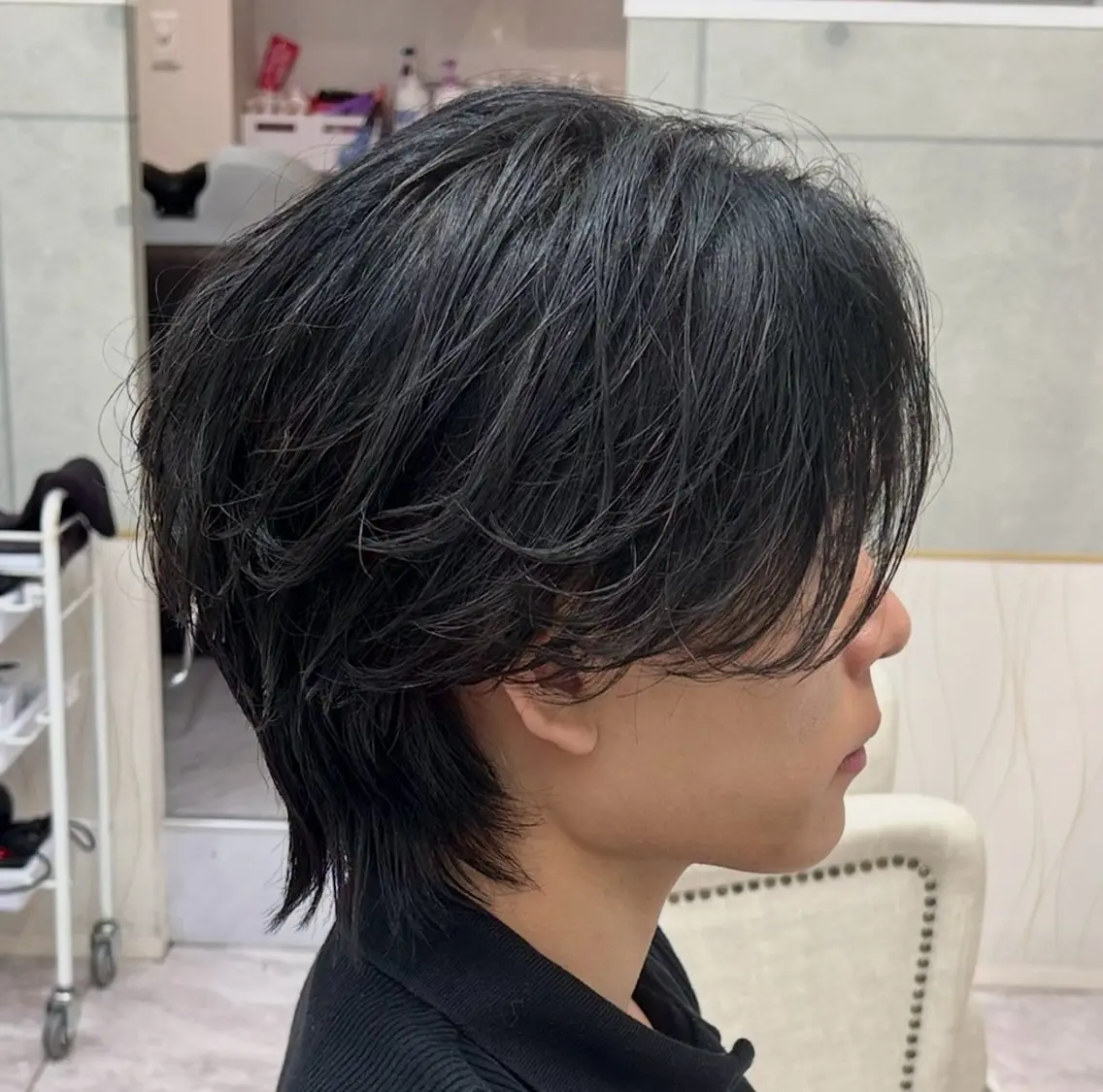 ミディアム パーマ メンズ カット パーマ 岩城 滉成のヘアスタイル