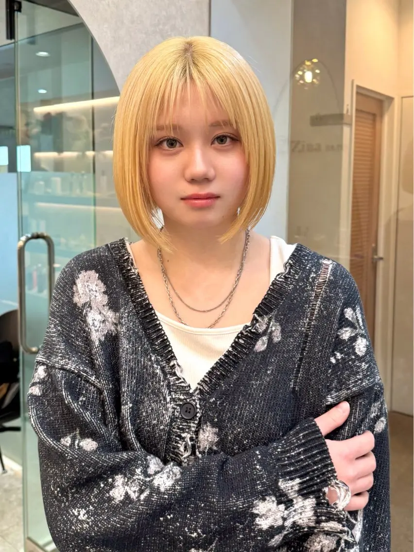 ミディアム 切りっぱなしボブ ボブ ヘアカラー 髪質改善/札幌/大通 店長 ヨシカワアツシのヘアスタイル