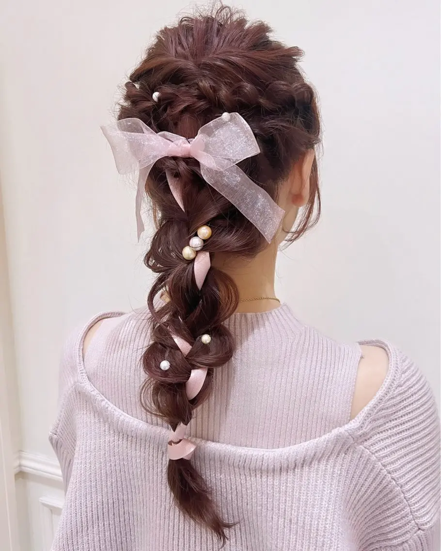 【イベント、推し活に🩷】編みおろしアレンジの写真