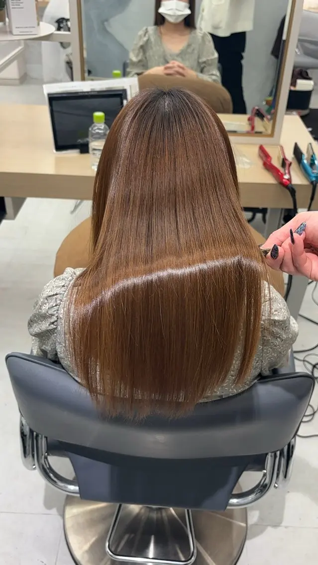 ロング カット ヘアカラー 縮毛矯正 トリートメント 今話題の艶髪矯正 美艶カラー/FUKAのヘアスタイル