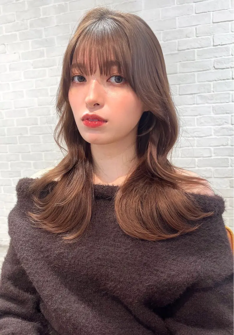 【しっかりヘアケア🧴】カット+艶カラー+ Aujuaトリートメント 韓国ヘア/レイヤー/髪質改善の写真
