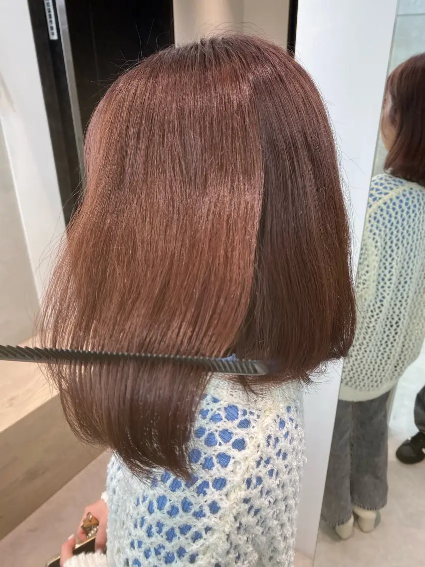 カラー ブラウンカラー ピンクカラー りな💗垢抜け前髪/ レイヤー💗縮毛矯正のヘアスタイル