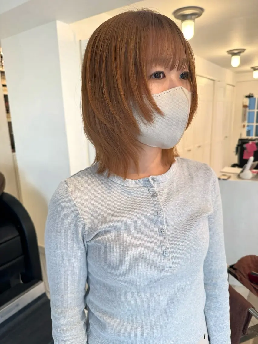 ミディアム カラー カット ヘアカラー ブリーチカラー🎀 韓国風/寺門美優のヘアスタイル