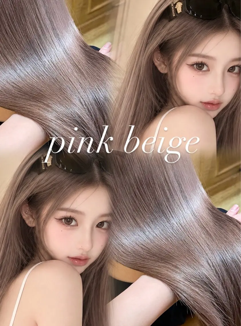 セミロング カラー ベージュカラー ブリーチ ハイトーンカラー ピンクカラー ピンクベージュ ヘアカラー トリートメント 髪質改善| ブリーチ 絹髪🌸shukaのヘアスタイル